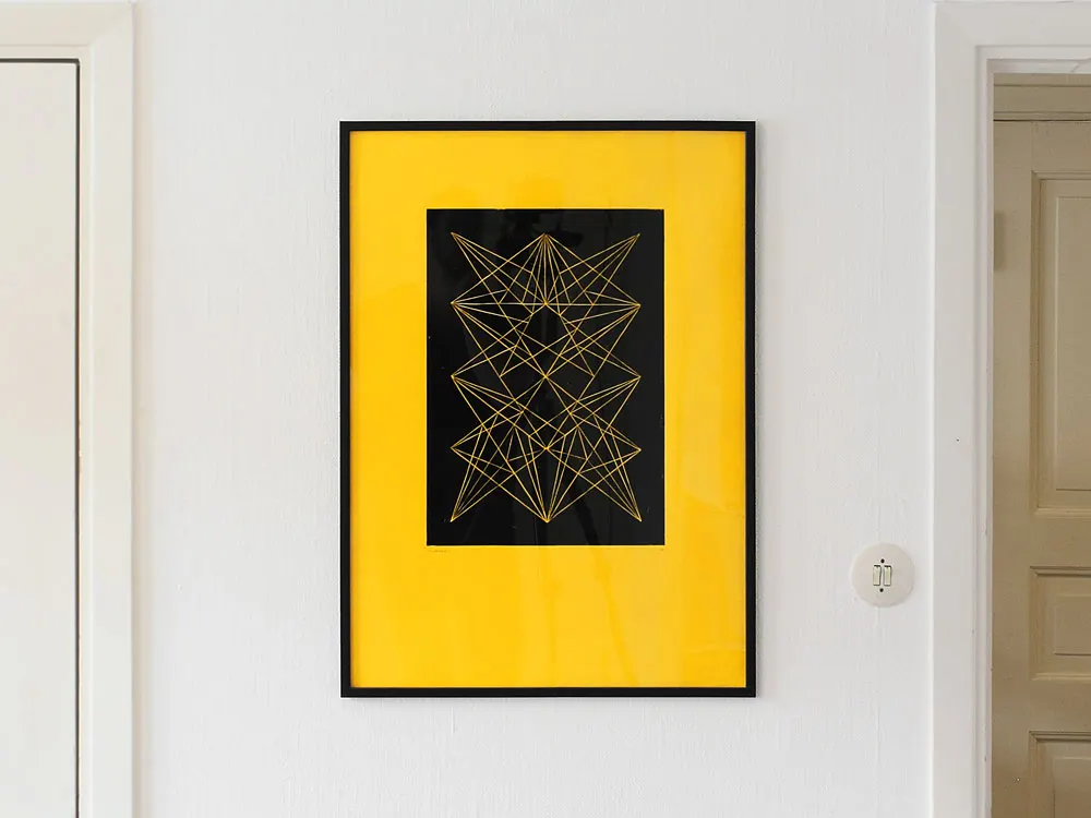 Linoleumtryck gul minimalism